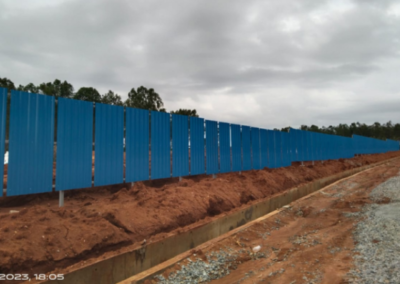 Industrial construction fencing and excavation